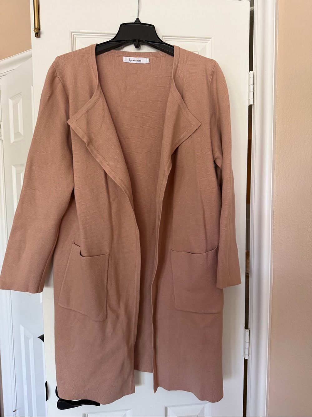 Annabelle Women's Camel Open-Front Trench Cardigan